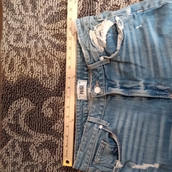 Paige High Rise Sarah Straight Fringe Hem Distressed Womens Jeans Size 30 - Picture 8 of 10